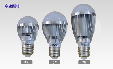 【LED球泡 7w 現貨 5730款LED光源 超亮LED工程款】價格,廠家,圖片,LED球泡燈,中山市卓業照明-